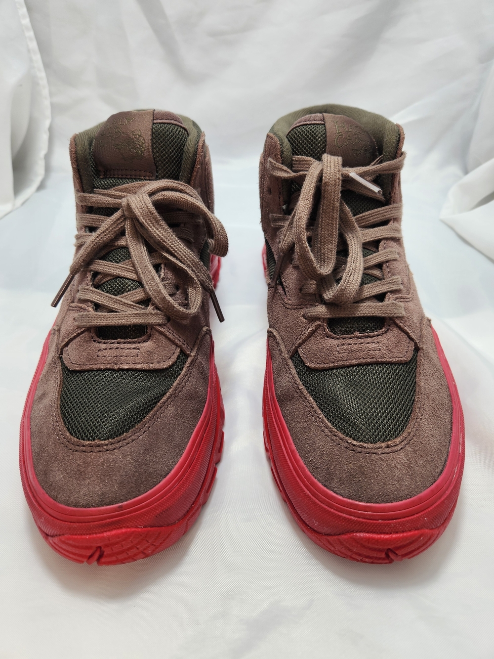 Vans Half Cab skate Men's High Top Brown Suede / Mesh Red Vibram Sole US 11 Mint